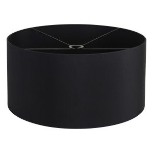 Hemel Round, 60x30cm Shade, Self Lined Black Faux Silk & Black Carrier