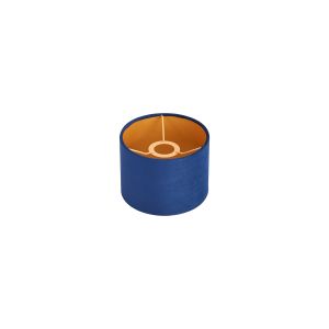 Hemel Round, 18x13.5cm Shade, Navy Velvet With Gold Paper Lining & Gold Finish Carrier