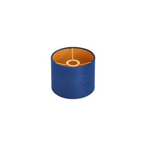 Hemel Round, 20x16.5cm Shade, Navy Velvet With Gold Paper Lining & Gold Finish Carrier