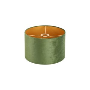 Hemel Round, 30x20cm Shade, Moss Green Velvet With Gold Paper Lining & Gold Finish Carrier