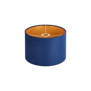Hemel Round, 30x20cm Shade, Navy Velvet With Gold Paper Lining & Gold Finish Carrier