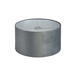 Hemel Round, 40x22cm Shade, Dark Grey Velvet With Silver Paper Lining & Silver Finish Carrier