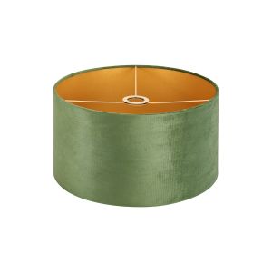 Hemel Round, 40x22cm Shade, Moss Green Velvet With Gold Paper Lining & Gold Finish Carrier