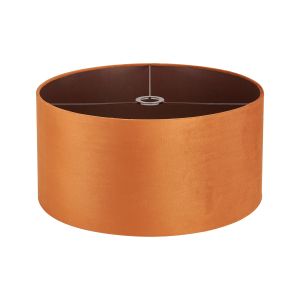 Hemel Round, 50x25cm Shade, Burnt Orange Velvet With Copper Paper Lining & Copper Finish Carrier