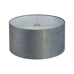 Hemel Round, 50x25cm Shade, Dark Grey Velvet With Silver Paper Lining & Silver Finish Carrier