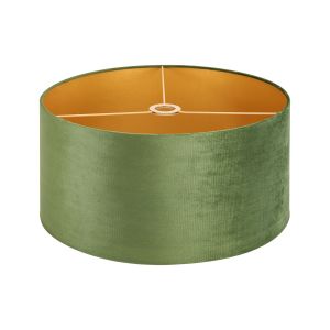 Hemel Round, 50x25cm Shade, Moss Green Velvet With Gold Paper Lining & Gold Finish Carrier