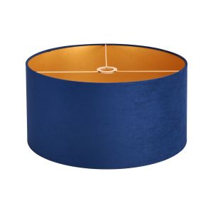 Hemel Round, 50x25cm Shade, Navy Velvet With Gold Paper Lining & Gold Finish Carrier