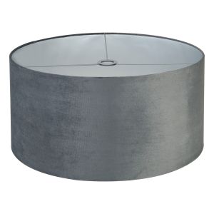 Hemel Round, 60x30cm Shade, Dark Grey Velvet With Silver Paper Lining & Silver Finish Carrier