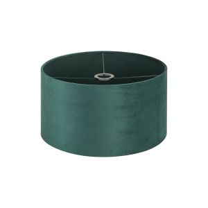 Hemel Round, 40x22cm Shade, Self Lined Forest Green Velvet & Green Finish Carrier