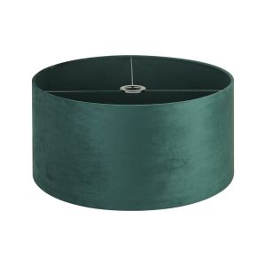Hemel Round, 50x25cm Shade, Self Lined Forest Green Velvet & Green Finish Carrier