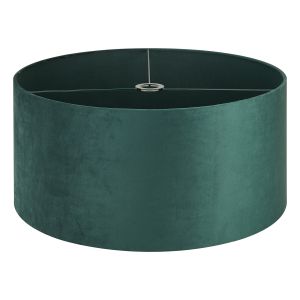 Hemel Round, 60x30cm Shade, Self Lined Forest Green Velvet & Green Finish Carrier