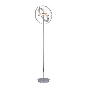 Eternity 6 Light G4 Polished Chrome 3 Ring Adjustable, Swivel Floor Lamp With Inline Foot Switch With Faceted Crystal Rings