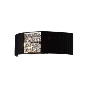 Evelyn Wall Lamp With Black Shade 2 Light E14 Polished Chrome/Crystal