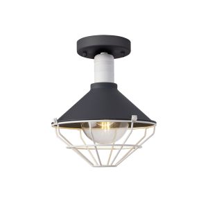 Hopestone Semi Flush Ceiling, 1 Light E27, IP65, Anthracite/Matt White, 2yrs Warranty