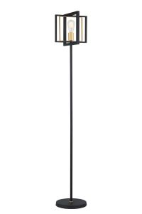 Corian Floor Lamp, 1 x E27, Satin Black/Champagne Gold