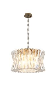 Faline 54cm Round Pendant, 12 x E14, Antique Brass/Clear