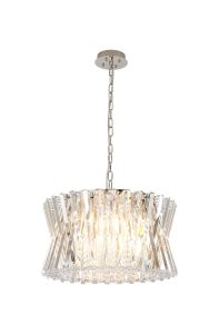 Faline 54cm Round Pendant, 12 x E14, Polished Nickel/Clear