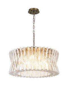 Faline 70cm Round Pendant, 18 x E14, Antique Brass/Clear