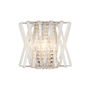Faline Wall Lamp, 2 x E14, Polished Nickel/Clear