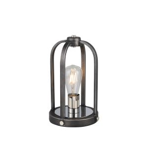Sora Table Lamp 1 Light E27, Pewter / Polished Nickel