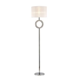 Florence Round Floor Lamp With White Shade 1 Light E27 Polished Chrome/Crystal Item Weight: 18.29kg