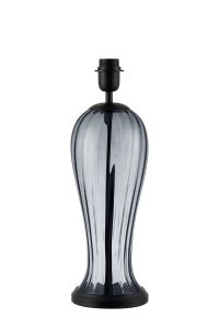 Campo Vase Table Lamp Without Shade, 1 Light E27, Satin Black/Smoke Blue Glass