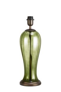 Zara Vase Table Lamp Without Shade, 1 Light E27, Matt Bronze Plated/Moss Green Glass