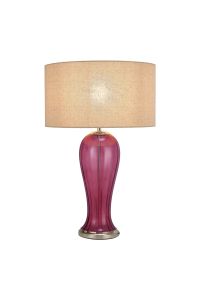 Zara Vase Table Lamp, 1 Light E27, Polished Nickel/Aubergine Glass
