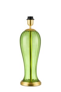 Campo Vase Table Lamp Without Shade, 1 Light E27, Satin Gold/Moss Green Glass