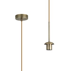 Zara 1.75m Single Pendant (FRAME ONLY), 1 Light E27, Antique Brass