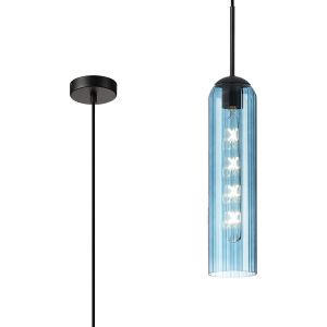 Campo 2.1m Single Pendant, 1 Light Adjustable E27, Satin Black / Blue