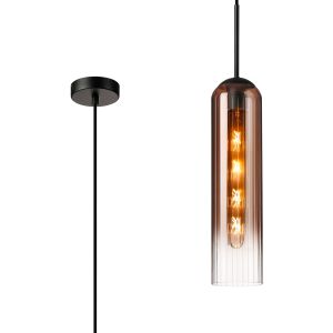 Campo 2.1m Single Pendant, 1 Light Adjustable E27, Satin Black / Copper Fade