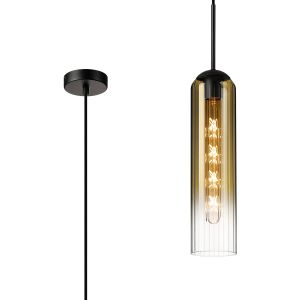 Campo 2.1m Single Pendant, 1 Light Adjustable E27, Satin Black / Gold Fade