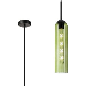 Campo 2.1m Single Pendant, 1 Light Adjustable E27, Satin Black / Green