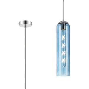 Campo 2.1m Single Pendant, 1 Light Adjustable E27, Polished Nickel / Blue
