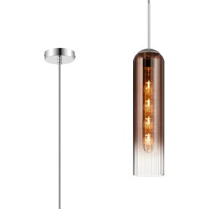 Campo 2.1m Single Pendant, 1 Light Adjustable E27, Polished Nickel / Copper Fade