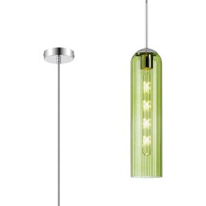 Campo 2.1m Single Pendant, 1 Light Adjustable E27, Polished Nickel / Green