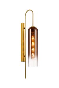 Campo 70cm Curved Wall Light, 1 Light E27, Brass Gold / Copper Fade