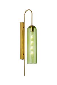 Campo 70cm Curved Wall Light, 1 Light E27, Brass Gold / Green