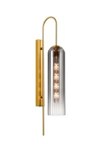 Campo 70cm Curved Wall Light, 1 Light E27, Brass Gold / Smoke Fade