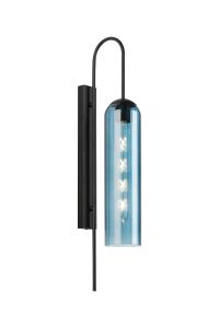 Campo 70cm Curved Wall Light, 1 Light E27, Satin Black / Blue