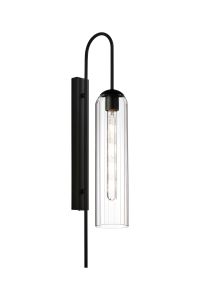 Campo 70cm Curved Wall Light, 1 Light E27, Satin Black / Clear