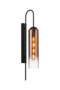 Campo 70cm Curved Wall Light, 1 Light E27, Satin Black / Copper Fade