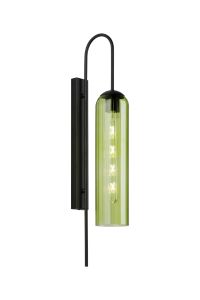 Campo 70cm Curved Wall Light, 1 Light E27, Satin Black / Green