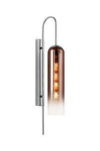 Campo 70cm Curved Wall Light, 1 Light E27, Polished Nickel / Copper Fade
