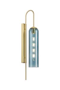 Campo 70cm Curved Wall Light, 1 Light E27, Satin Gold / Blue