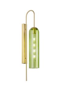 Campo 70cm Curved Wall Light, 1 Light E27, Satin Gold / Green