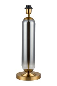 Campo Tubular Table Lamp Without Shade, 1 Light E27, Brass Gold/Smoke Fade Glass