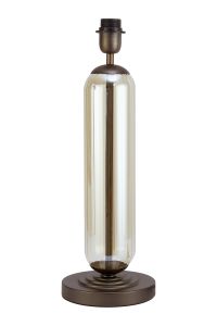 Zara Tubular Table Lamp Without Shade, 1 Light E27, Matt Bronze Plated/Cognac Glass