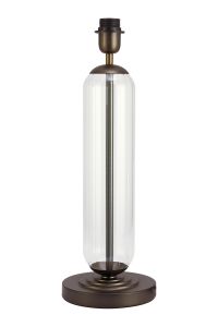 Zara Tubular Table Lamp Without Shade, 1 Light E27, Matt Bronze Plated/Clear Glass